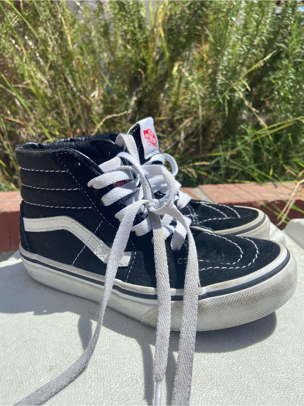 Vans Kids Black and White High-Top Skate Sneakers